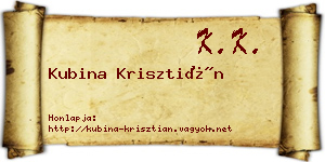Kubina Krisztián névjegykártya